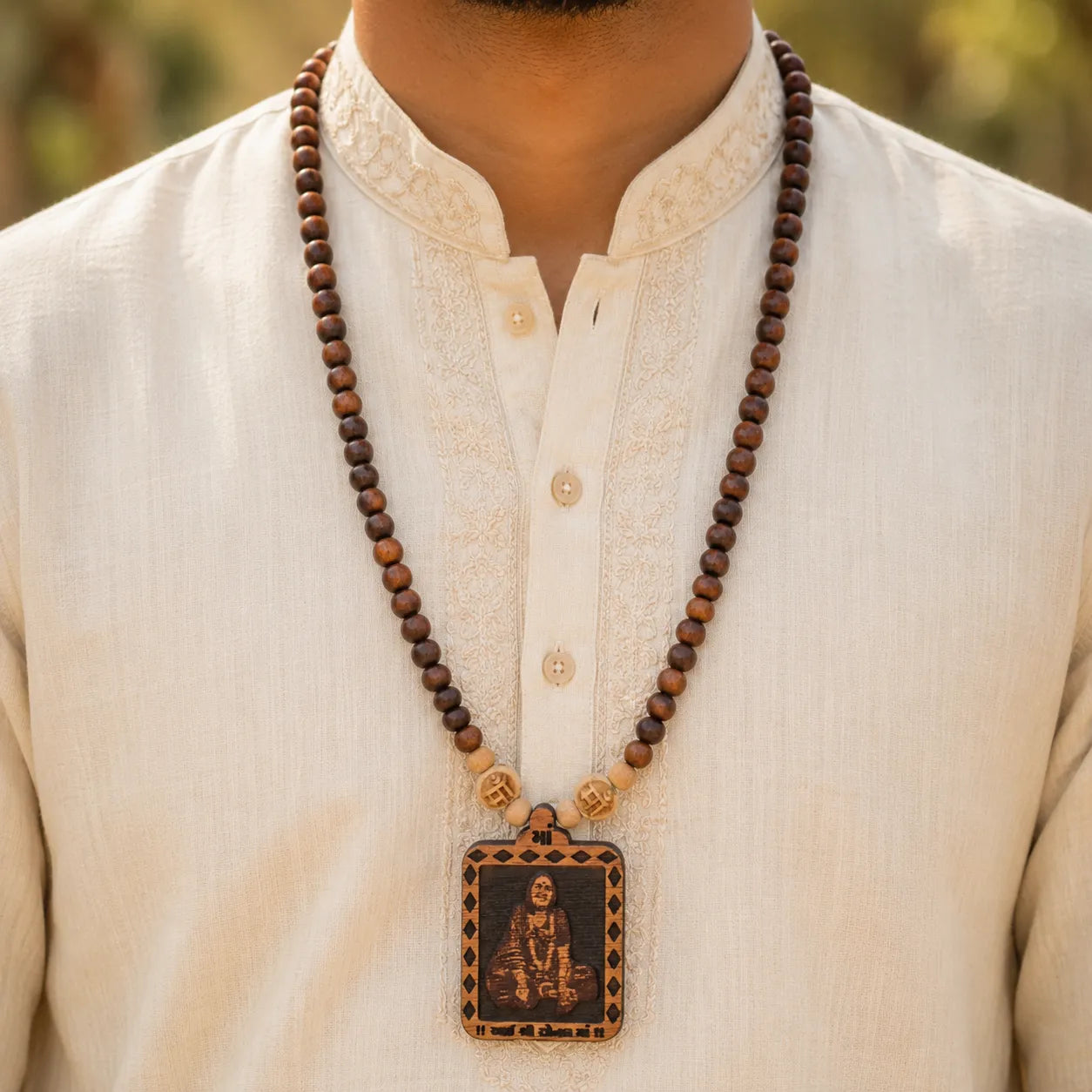 Sonal Mata Pedal Tulsi Mala 108 Beads Original Sacred Tulsi Necklace for Prayer, Meditation and Daily Worship