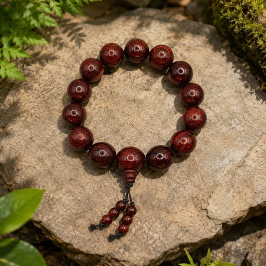 16MM Original Chandan Sandalwood Berkho Bracelet with Elastic handmade natural sandalwood spiritual mala bracelet for meditation prayer and yoga