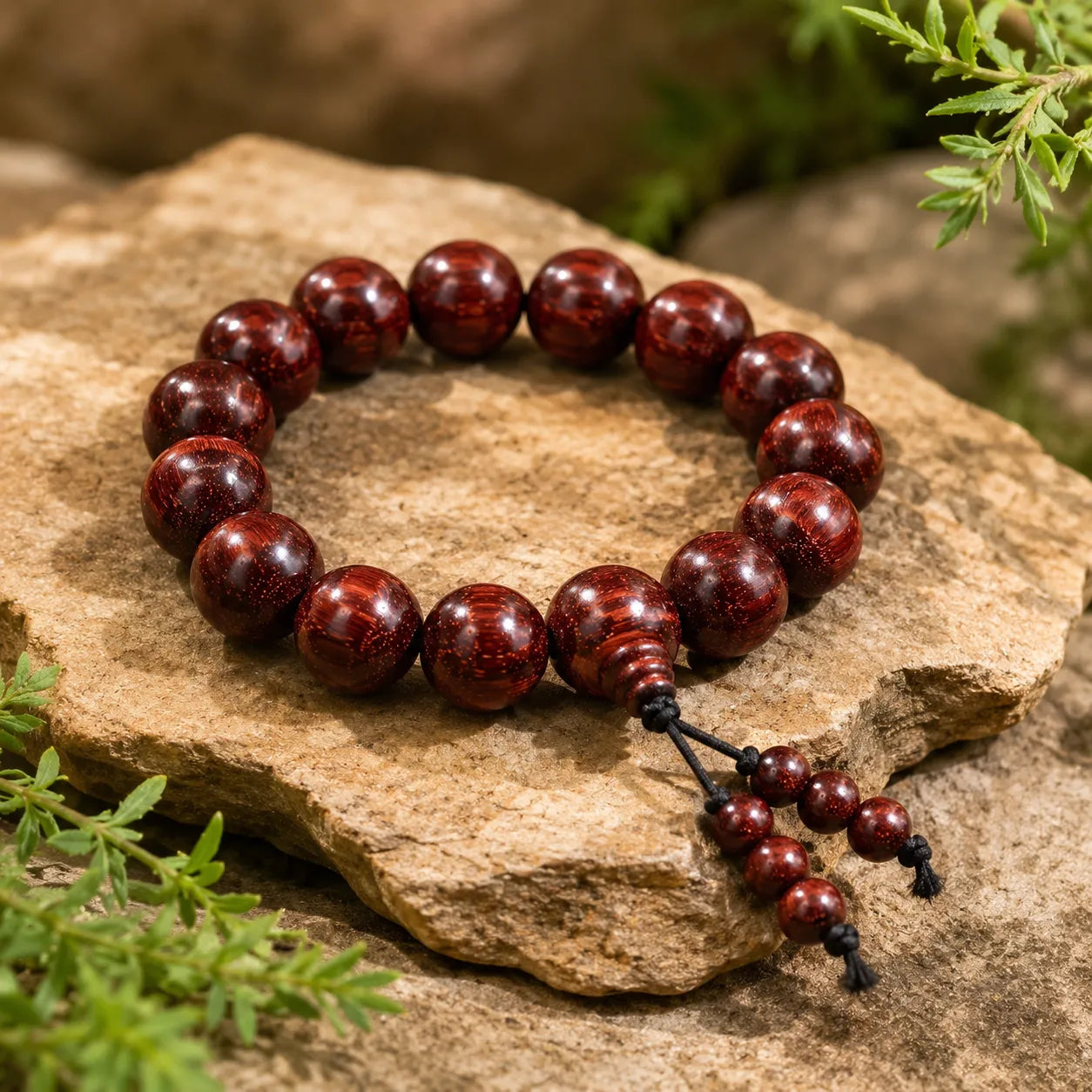16MM Original Chandan Sandalwood Berkho Bracelet with Elastic handmade natural sandalwood spiritual mala bracelet for meditation prayer and yoga
