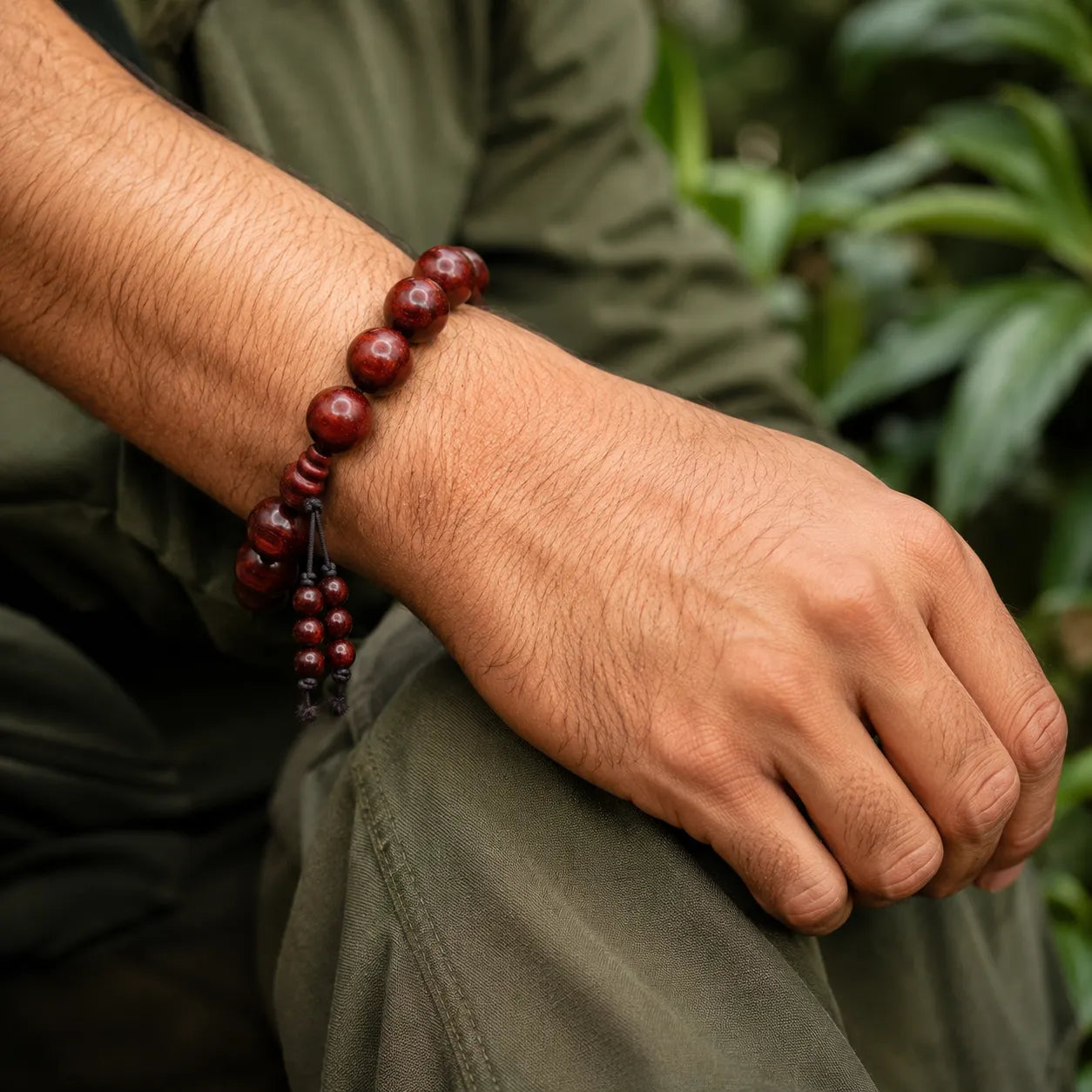 16MM Original Chandan Sandalwood Berkho Bracelet with Elastic handmade natural sandalwood spiritual mala bracelet for meditation prayer and yoga