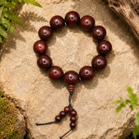 20MM Original Chandan Sandalwood Berkho Bracelet with Elastic handmade natural sandalwood spiritual mala bracelet for meditation prayer and yoga