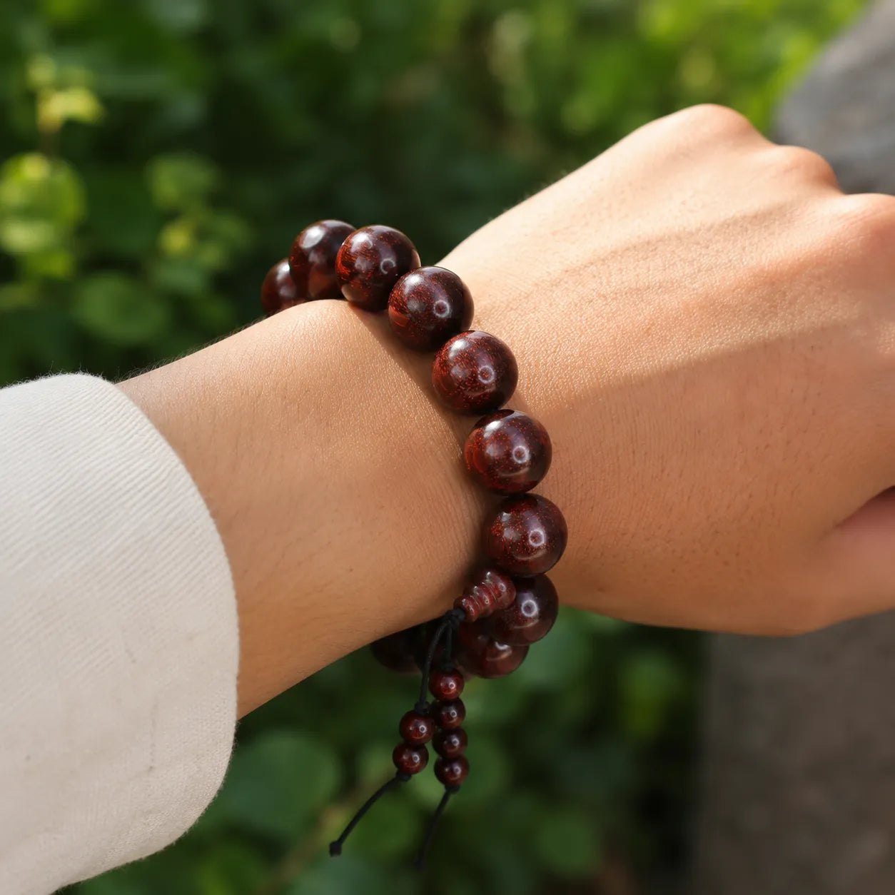20MM Original Chandan Sandalwood Berkho Bracelet with Elastic handmade natural sandalwood spiritual mala bracelet for meditation prayer and yoga