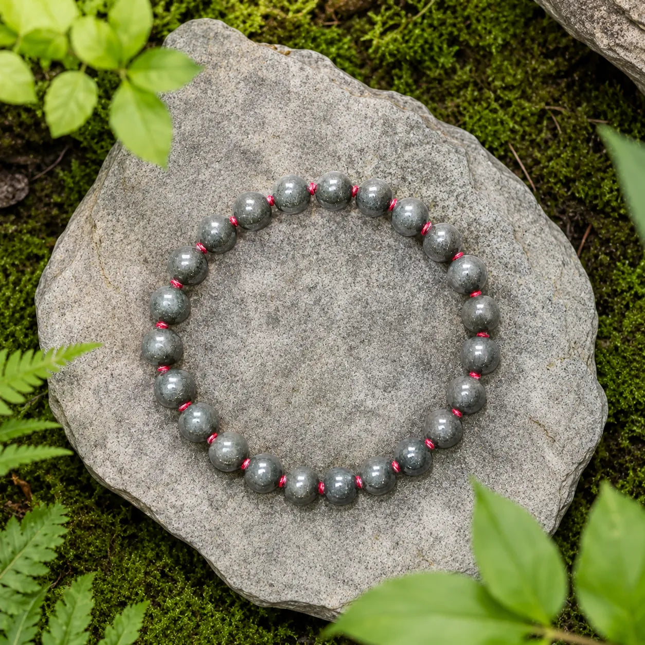 8MM Natural Pyrite Stone Bracelet with Smooth Polished Grey Gemstone Beads for Men and Women
