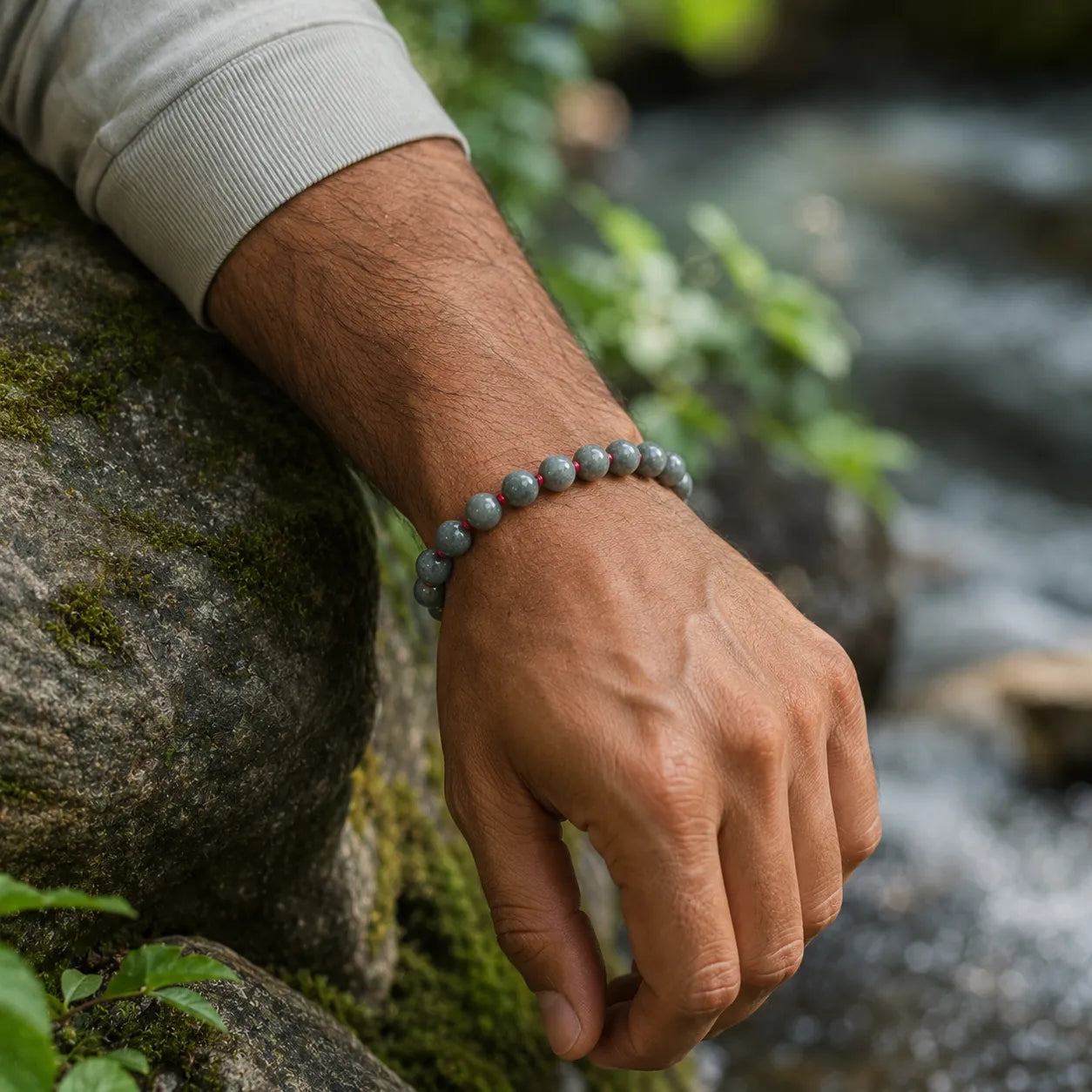8MM Natural Pyrite Stone Bracelet with Smooth Polished Grey Gemstone Beads for Men and Women