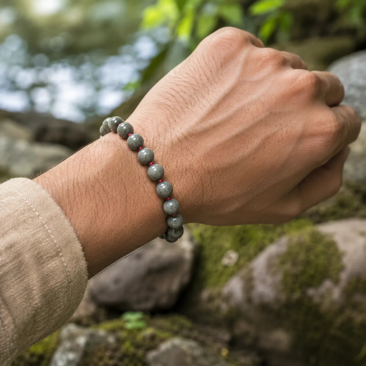 8MM Natural Pyrite Stone Bracelet with Smooth Polished Grey Gemstone Beads for Men and Women