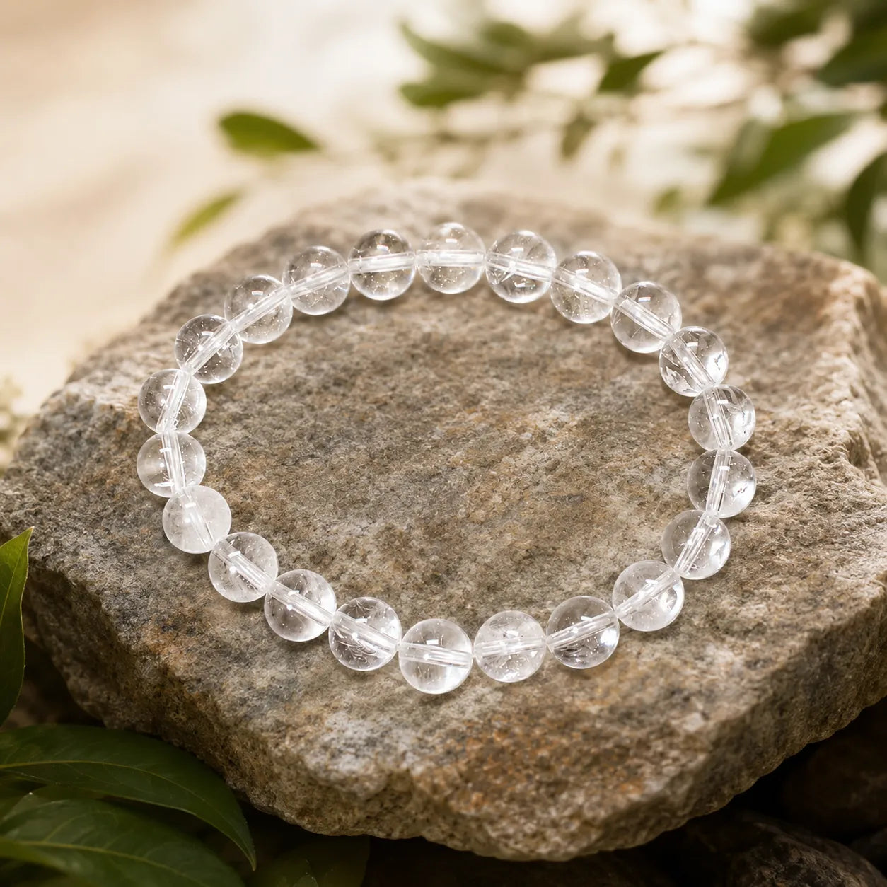 Natural Clear Quartz Bracelet 8MM Original Sphatik Crystal Healing Bracelet for Meditation and Positive Energy