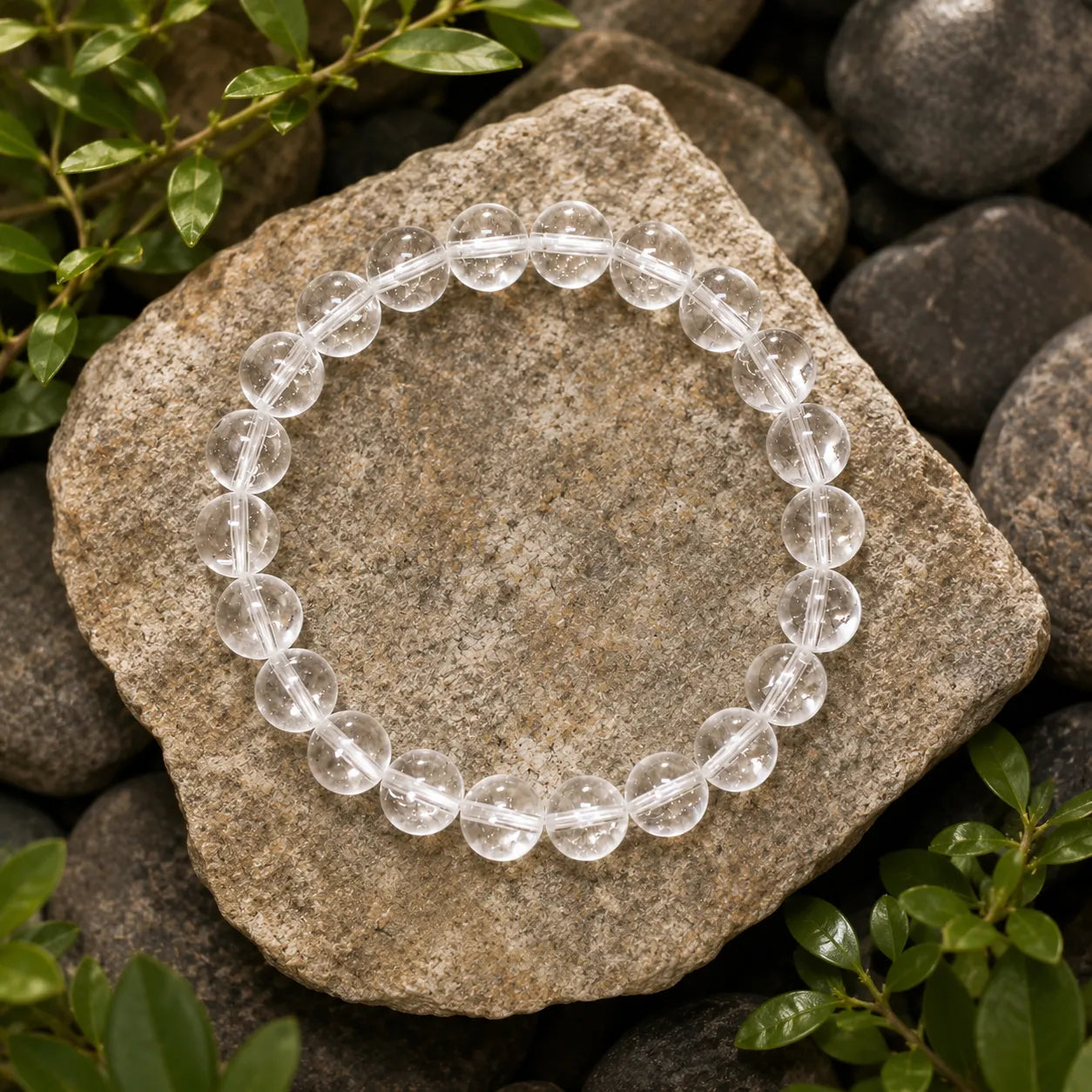 Natural Clear Quartz Bracelet 8MM Original Sphatik Crystal Healing Bracelet for Meditation and Positive Energy