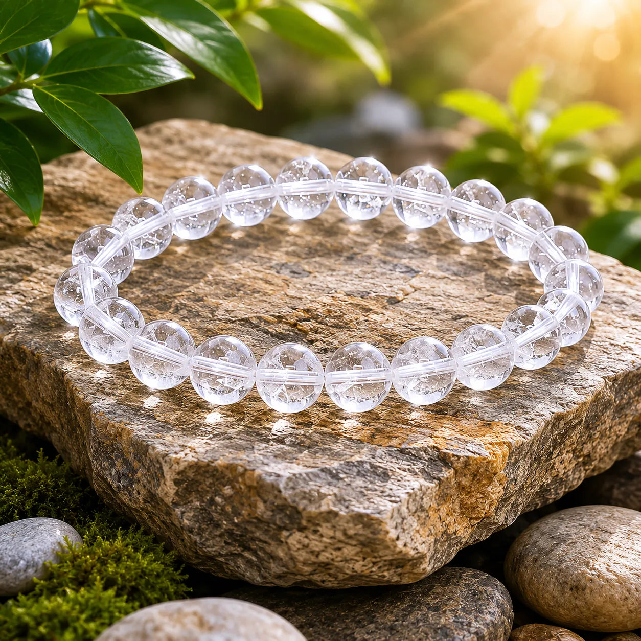Natural Clear Quartz Bracelet 8MM Original Sphatik Crystal Healing Bracelet for Meditation and Positive Energy