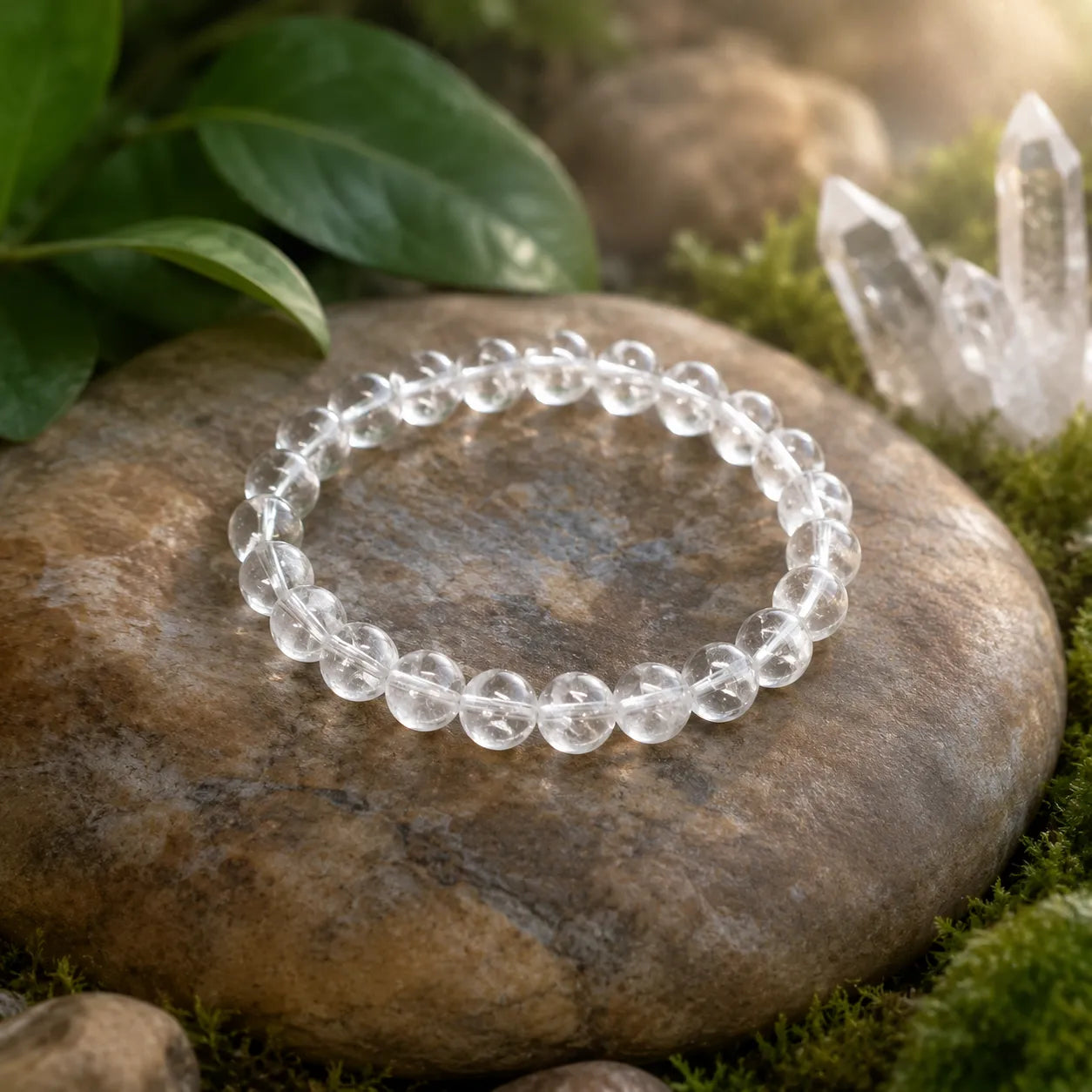 Natural Clear Quartz Bracelet 8MM Original Sphatik Crystal Healing Bracelet for Meditation and Positive Energy