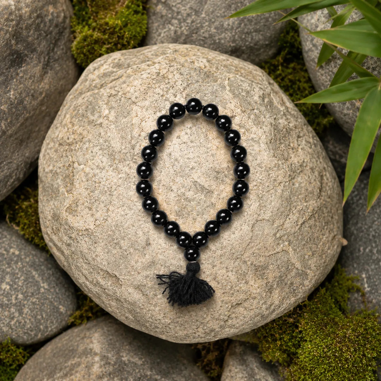 10MM Black Agate Stone Berkho Bracelet with Natural Black Gemstone Beads and Glossy Finish for Men and Women