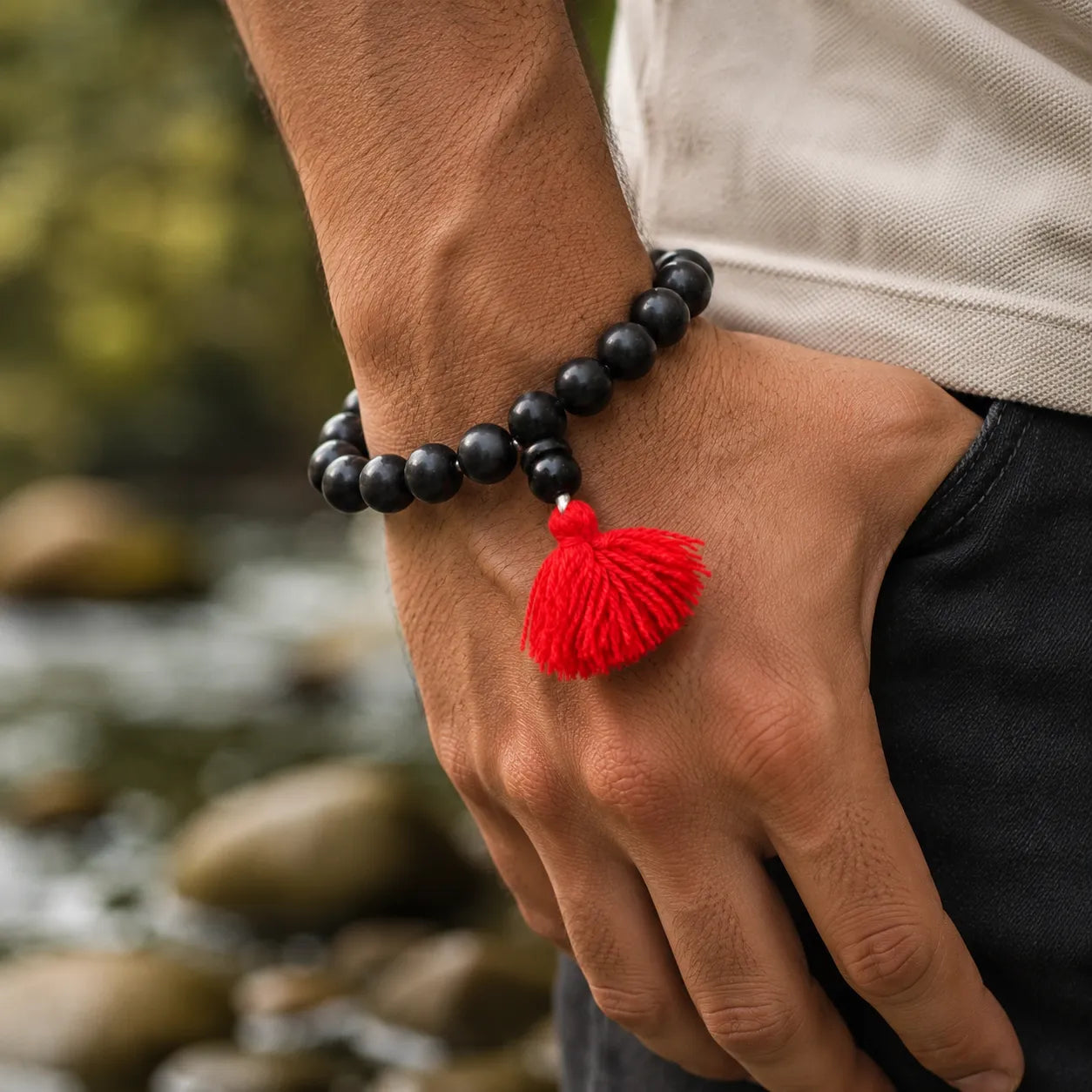 10MM Black Color Original Van Tulsi Berkho Bracelet Sacred Tulsi Wood Beads Bracelet