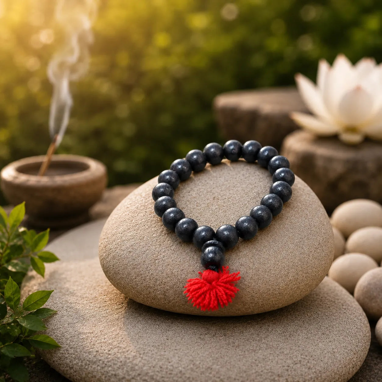12MM Black Color Original Van Tulsi Berkho Bracelet Handmade Natural Tulsi Wood Spiritual Bracelet