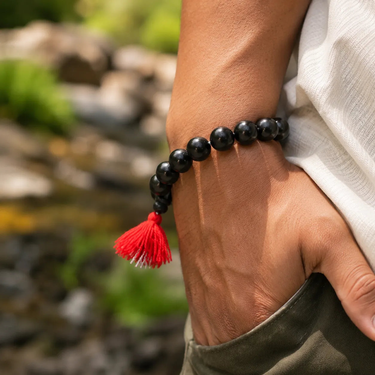 14MM Black Color Original Van Tulsi Berkho Bracelet Handmade Natural Tulsi Wood Spiritual Bracelet