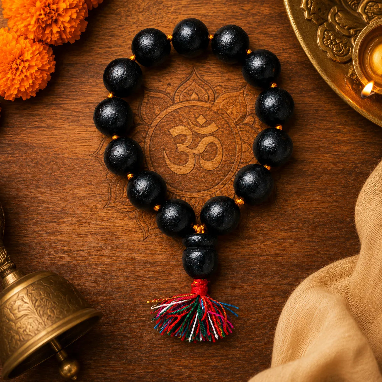 20MM Black Color Original Van Tulsi Berkho Bracelet Handmade Natural Tulsi Wood Spiritual Bracelet