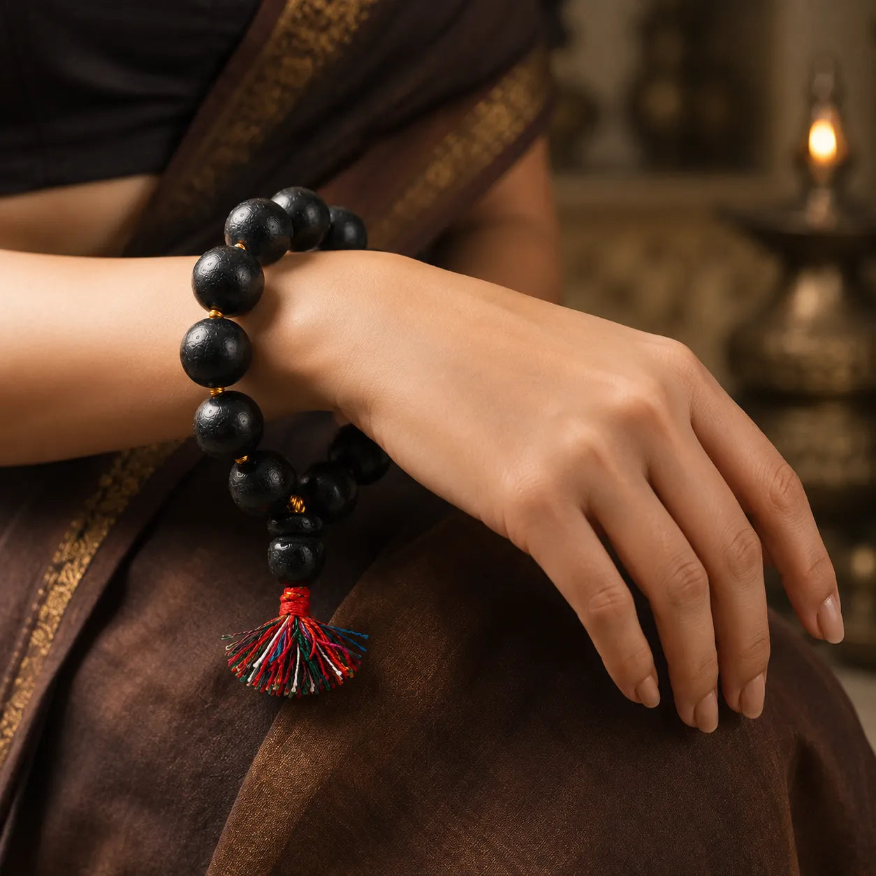 20MM Black Color Original Van Tulsi Berkho Bracelet Handmade Natural Tulsi Wood Spiritual Bracelet