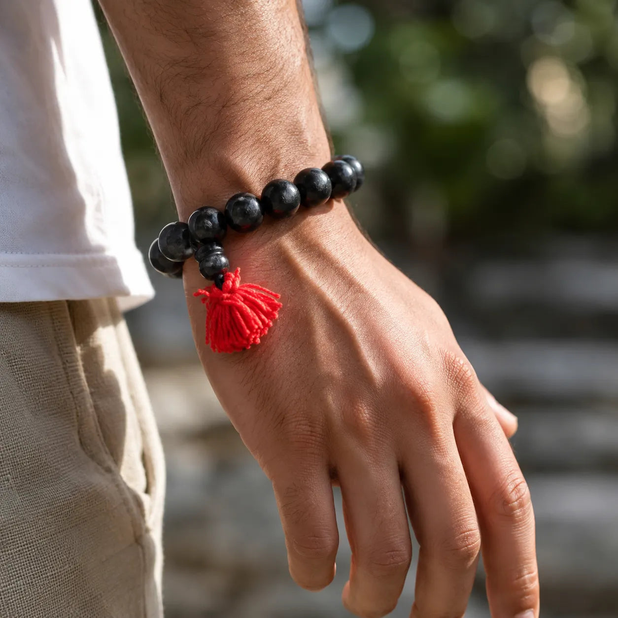 16MM Black Color Original Van Tulsi Berkho Bracelet Handmade Natural Tulsi Wood Spiritual Bracelet