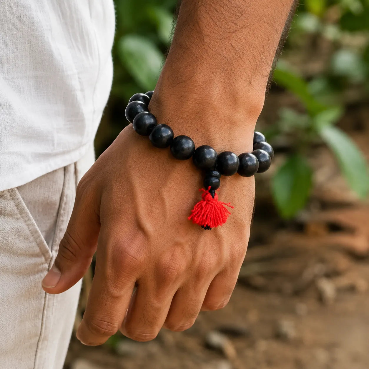 16MM Black Color Original Van Tulsi Berkho Bracelet Handmade Natural Tulsi Wood Spiritual Bracelet