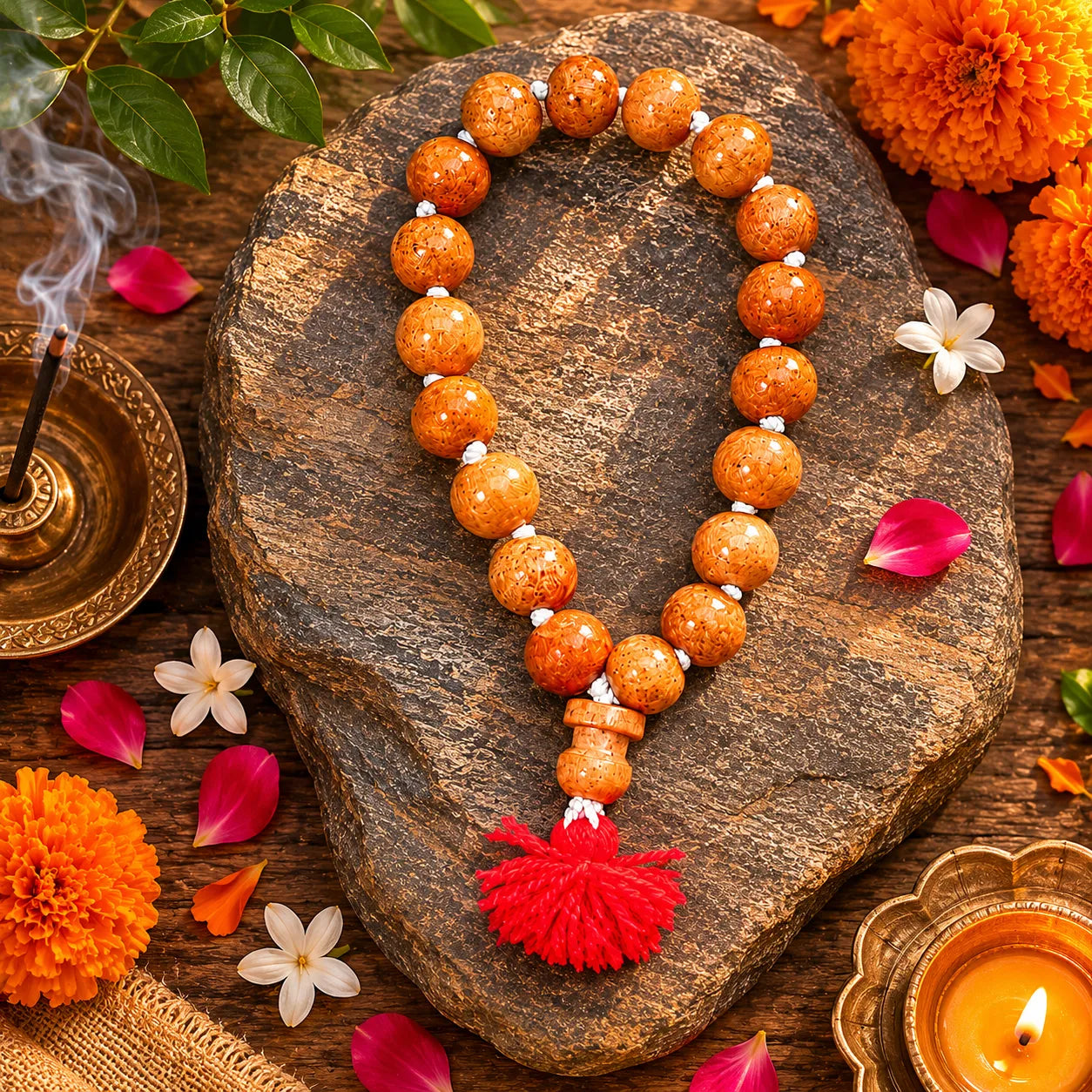 12MM Brown Color Original Van Tulsi Berkho Bracelet Handmade Natural Tulsi Wood Spiritual Bracelet