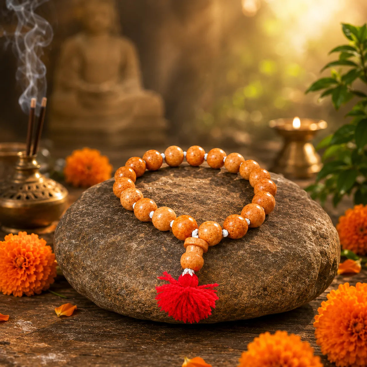 12MM Brown Color Original Van Tulsi Berkho Bracelet Handmade Natural Tulsi Wood Spiritual Bracelet