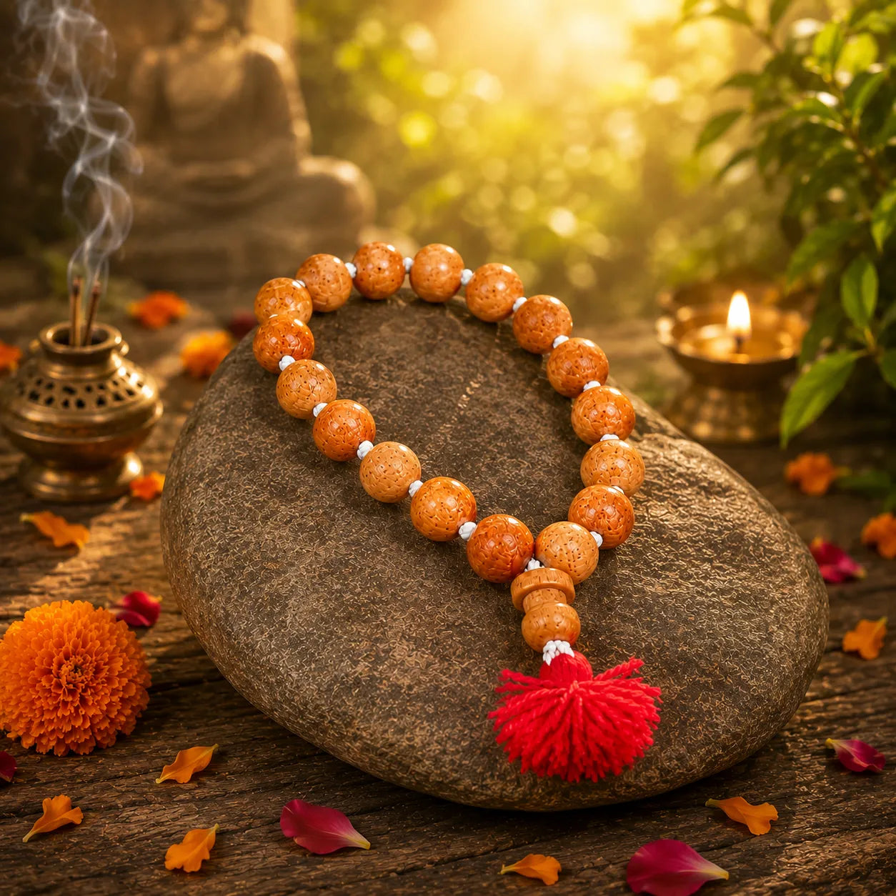 12MM Brown Color Original Van Tulsi Berkho Bracelet Handmade Natural Tulsi Wood Spiritual Bracelet