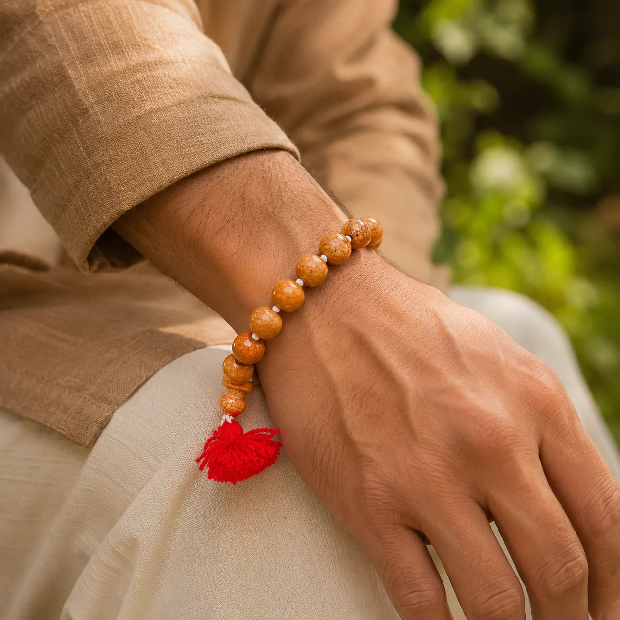 12MM Brown Color Original Van Tulsi Berkho Bracelet Handmade Natural Tulsi Wood Spiritual Bracelet