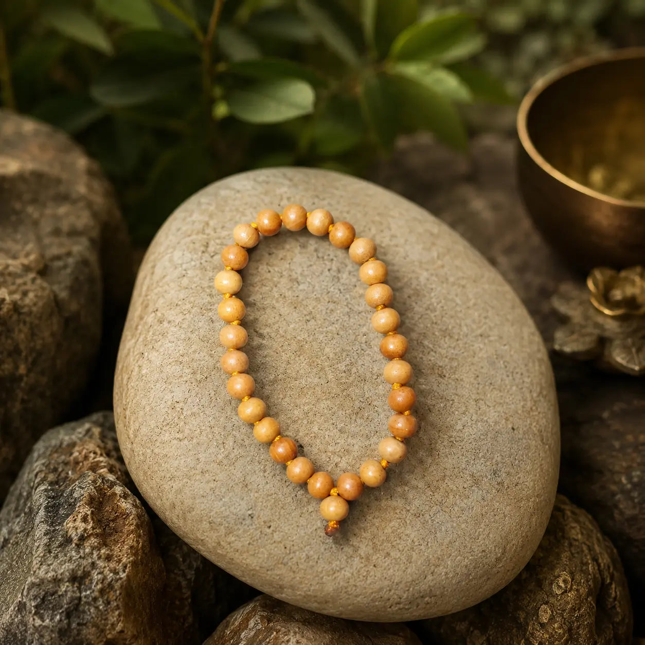 8MM Brown Color Original Van Tulsi Berkho Bracelet Natural Tulsi Wood Bead Bracelet
