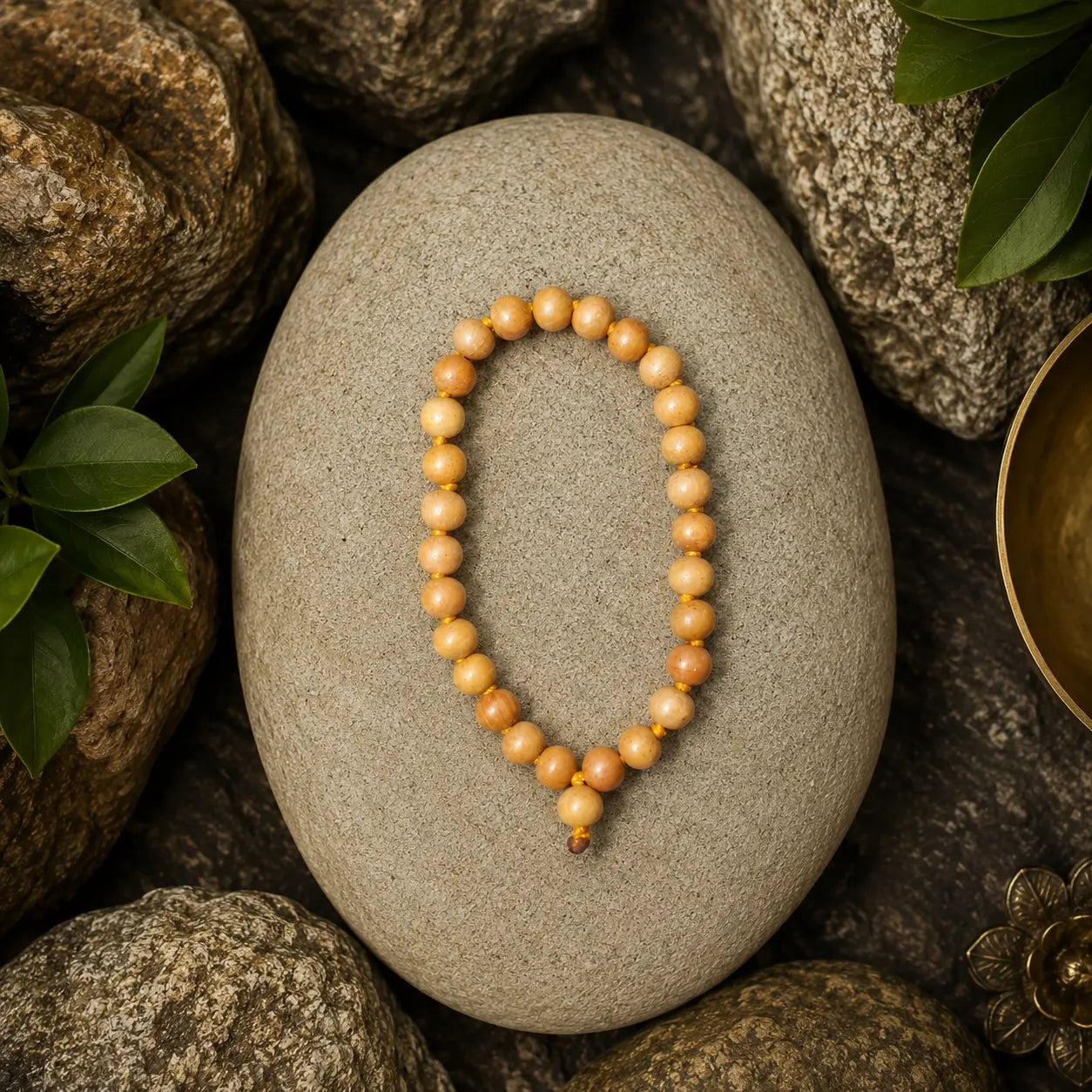 8MM Brown Color Original Van Tulsi Berkho Bracelet Natural Tulsi Wood Bead Bracelet
