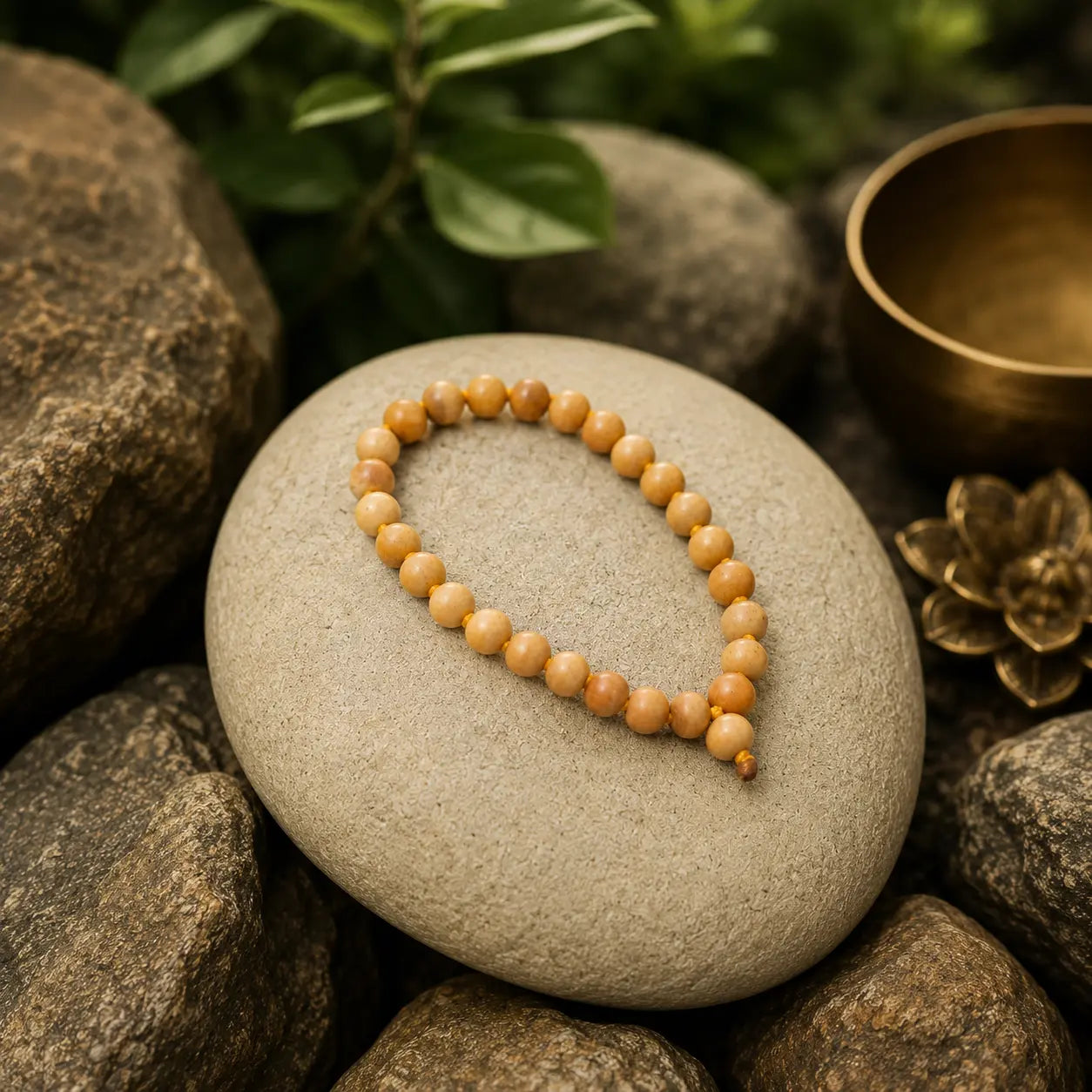 8MM Brown Color Original Van Tulsi Berkho Bracelet Natural Tulsi Wood Bead Bracelet