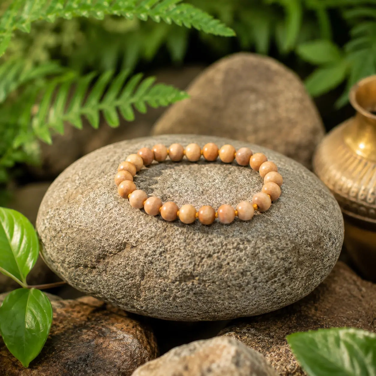 8MM Brown Color Original Van Tulsi Berkho Bracelet Natural Tulsi Wood Bead Bracelet
