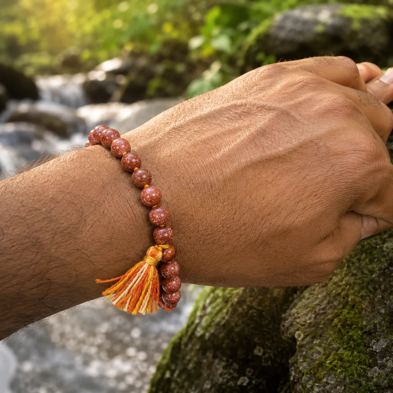 Chand Sitara Stone Bracelet 8MM Premium Spiritual Bead Bracelet with Sparkling Stone Beads
