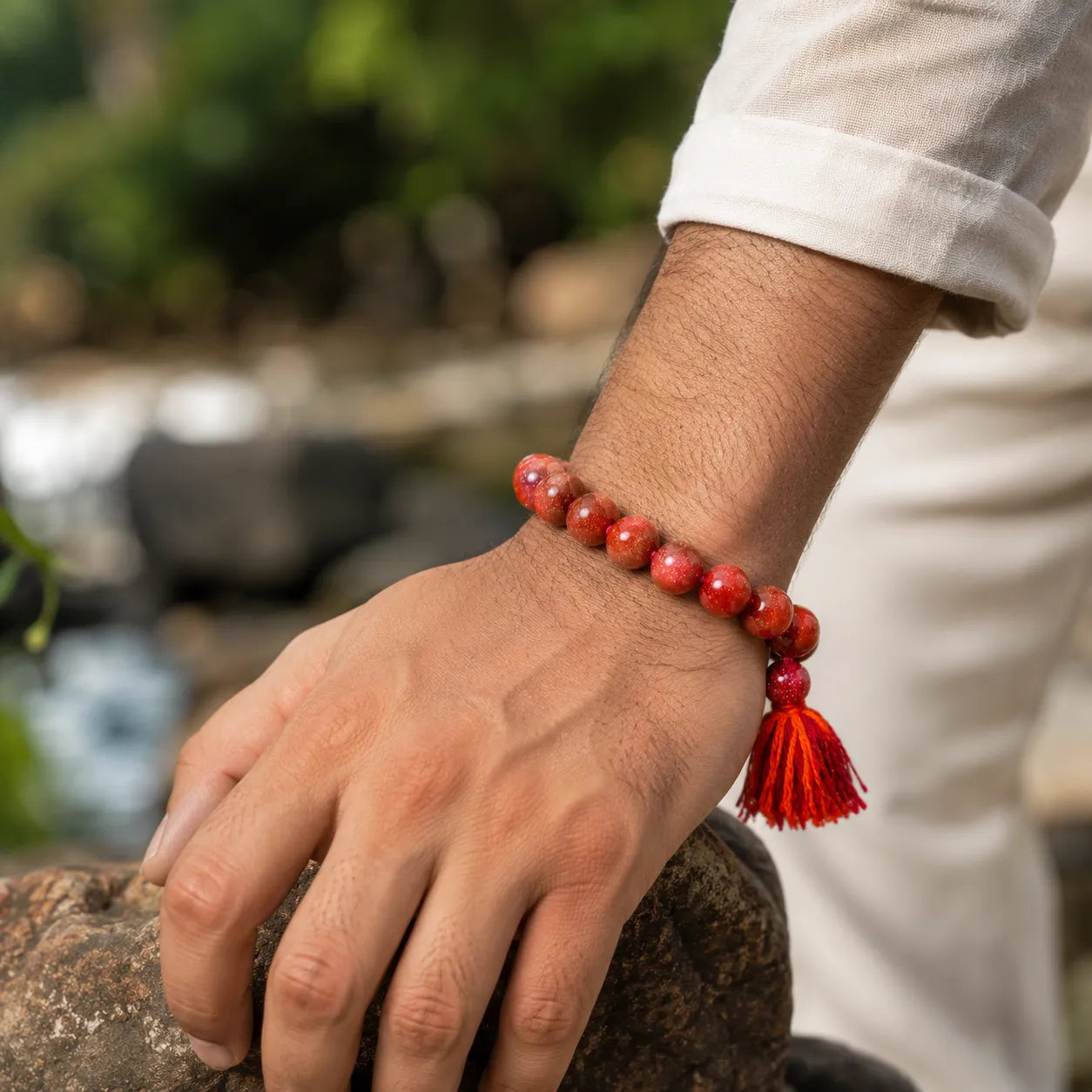 10MM Chand Sitara Stone Bracelet with Sparkling Goldstone Beads and Premium Handmade Design for Men and Women