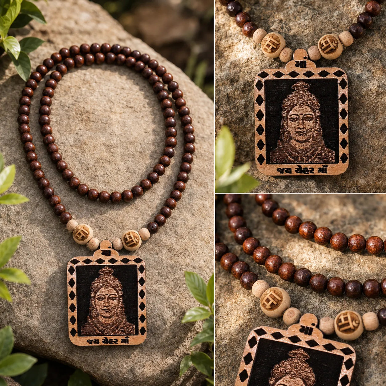 Chehar Mata Pedal Tulsi Mala 108 Beads Original Sacred Tulsi Mala for Prayer Meditation and Spiritual Devotion