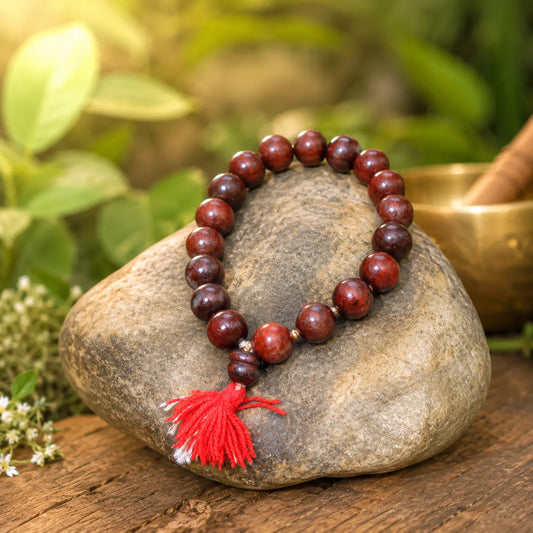 14MM Maroon Color Original Van Tulsi Berkho Bracelet Handmade Natural Tulsi Wood Spiritual Bracelet