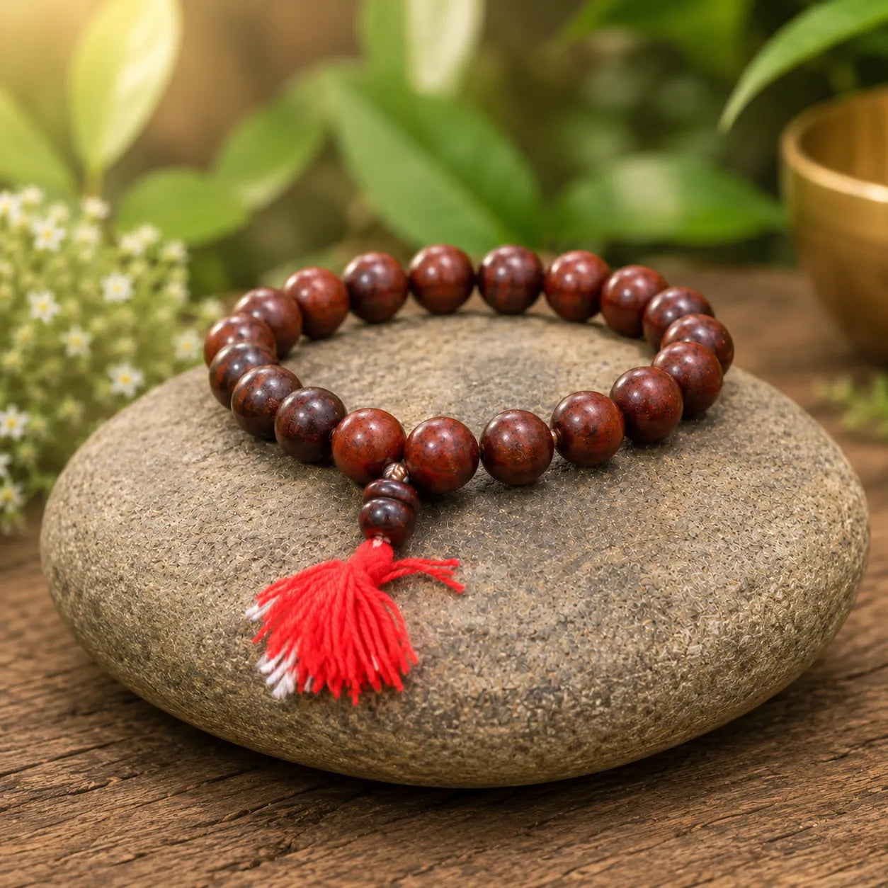 14MM Maroon Color Original Van Tulsi Berkho Bracelet Handmade Natural Tulsi Wood Spiritual Bracelet