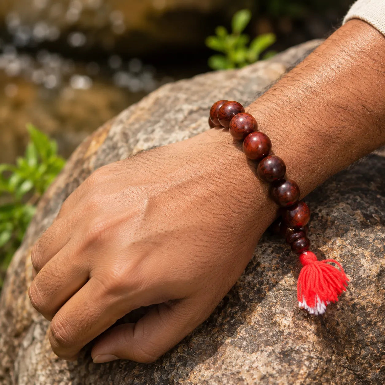 14MM Maroon Color Original Van Tulsi Berkho Bracelet Handmade Natural Tulsi Wood Spiritual Bracelet