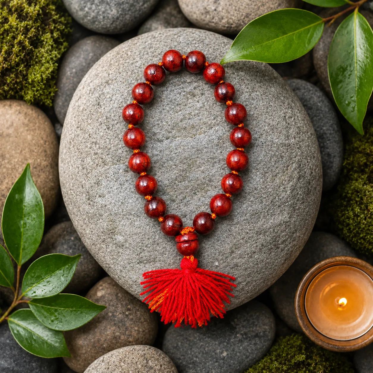 12MM Maroon Color Original Van Tulsi Berkho Bracelet Handmade Natural Tulsi Wood Spiritual Bracelet