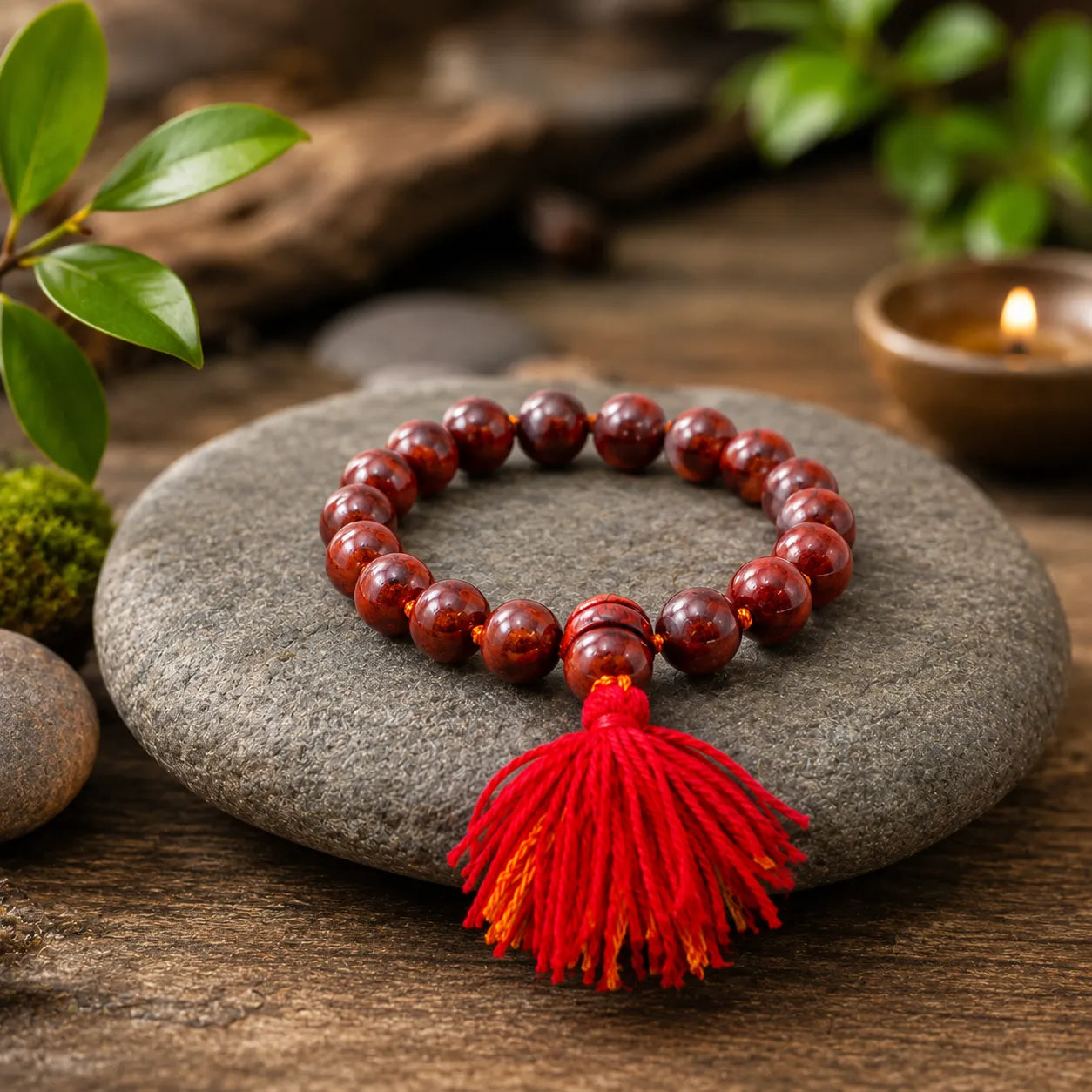 12MM Maroon Color Original Van Tulsi Berkho Bracelet Handmade Natural Tulsi Wood Spiritual Bracelet