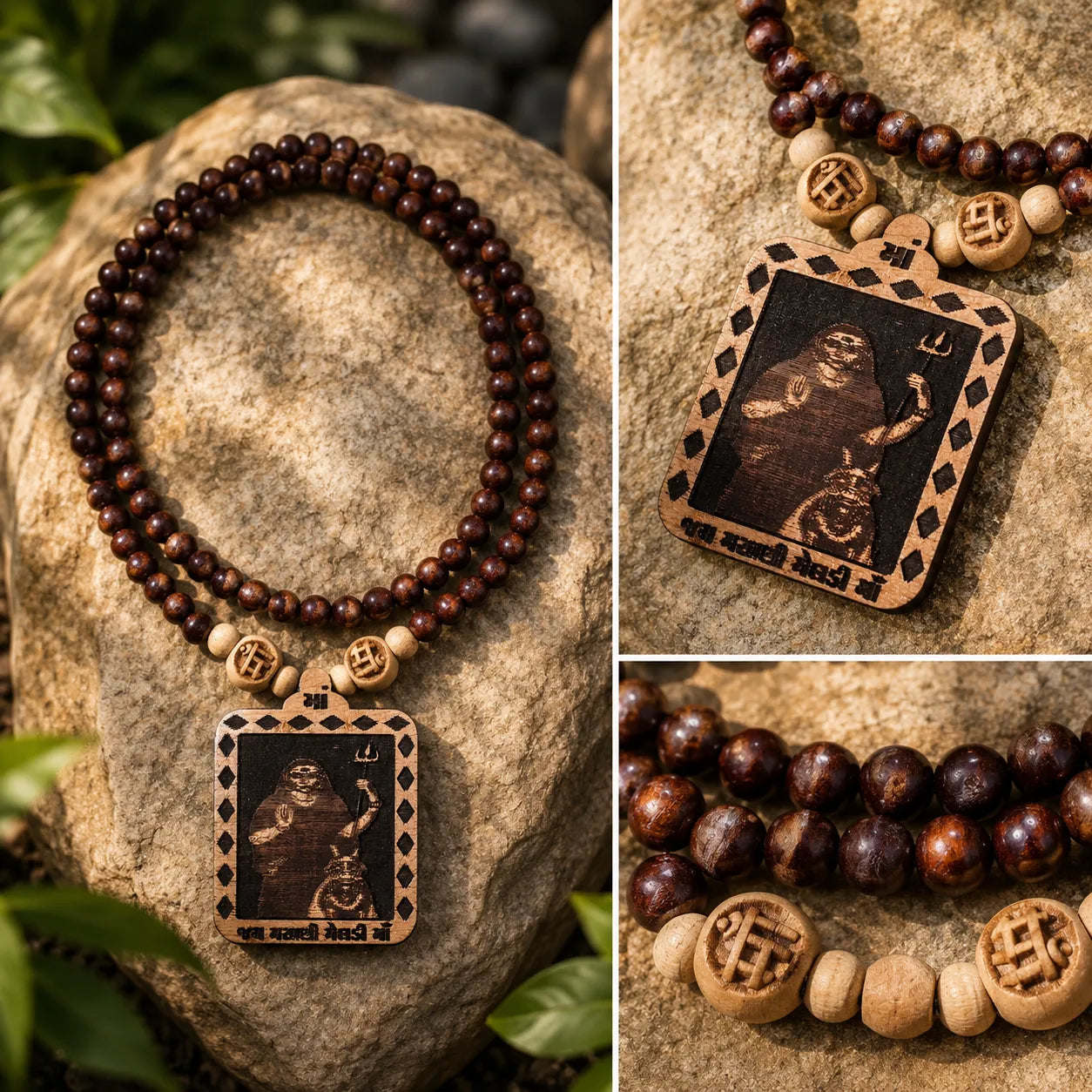 Masani Meldi Mata Pedal Tulsi Mala 108 Beads Original Sacred Tulsi Mala for Prayer Meditation and Spiritual Devotion