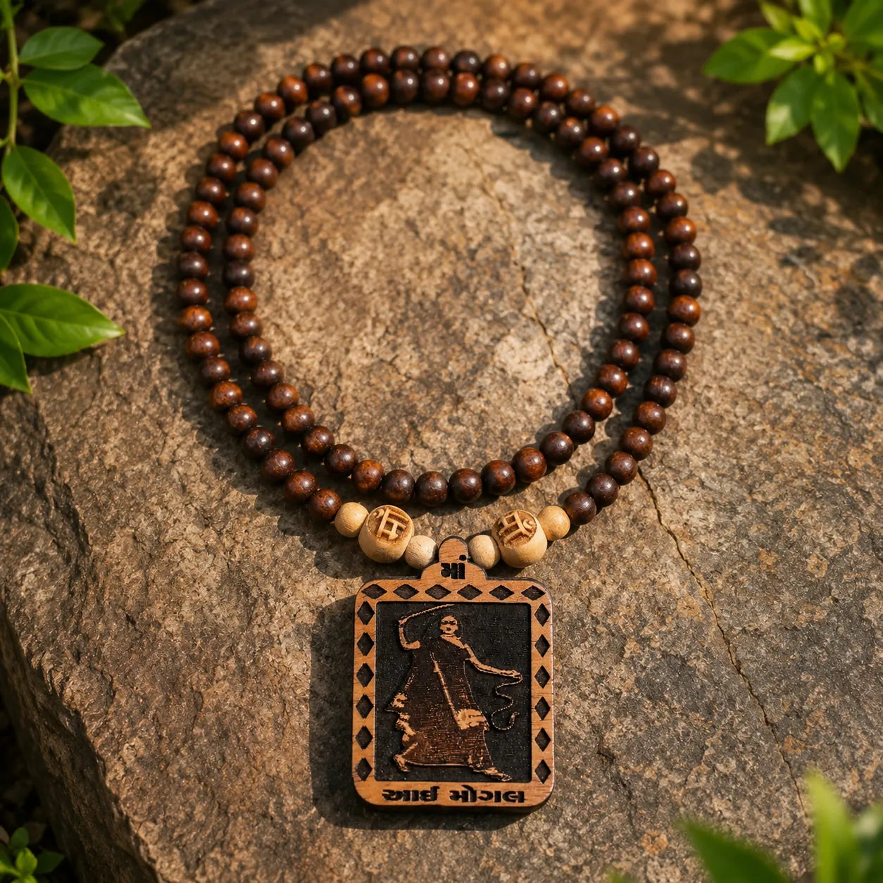 Mogal Mata Pedal Tulsi Mala 108 Beads Original Sacred Tulsi Mala for Prayer Meditation and Spiritual Devotion