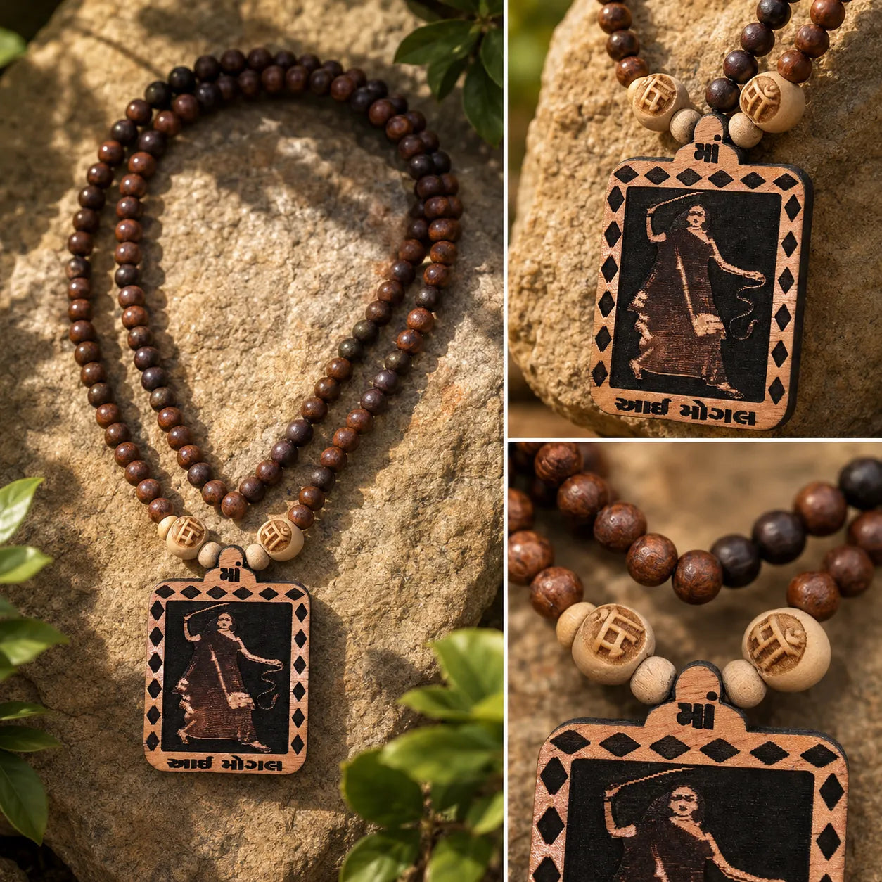 Mogal Mata Pedal Tulsi Mala 108 Beads Original Sacred Tulsi Mala for Prayer Meditation and Spiritual Devotion