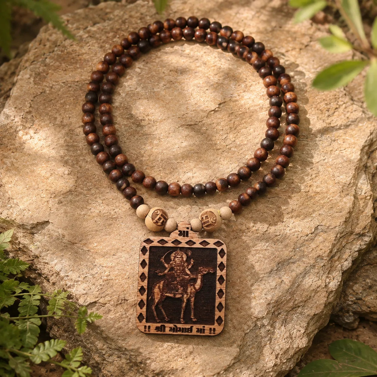 Momai Mata Pedal Tulsi Mala 108 Beads Original Sacred Tulsi Mala for Prayer Meditation and Spiritual Devotion