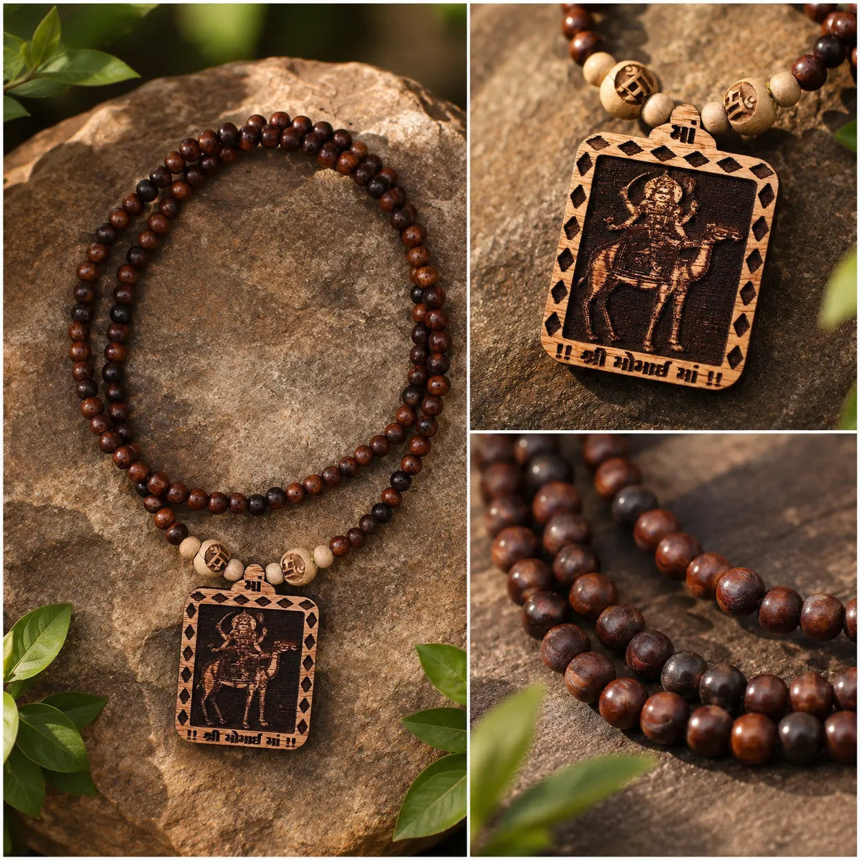 Momai Mata Pedal Tulsi Mala 108 Beads Original Sacred Tulsi Mala for Prayer Meditation and Spiritual Devotion