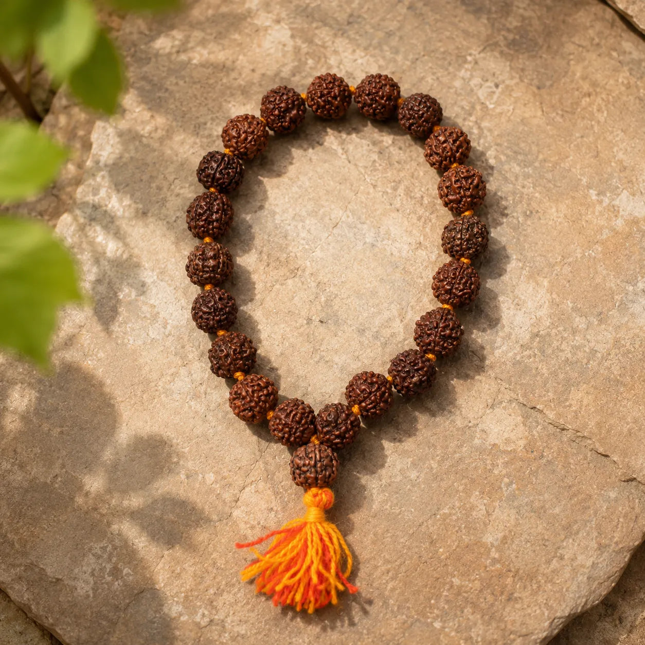 Natural Brown Rudraksha Berkho Bracelet Handmade with Authentic Rudraksha Beads Premium Spiritual Wrist Mala for Meditation Prayer Yoga and Daily Wear