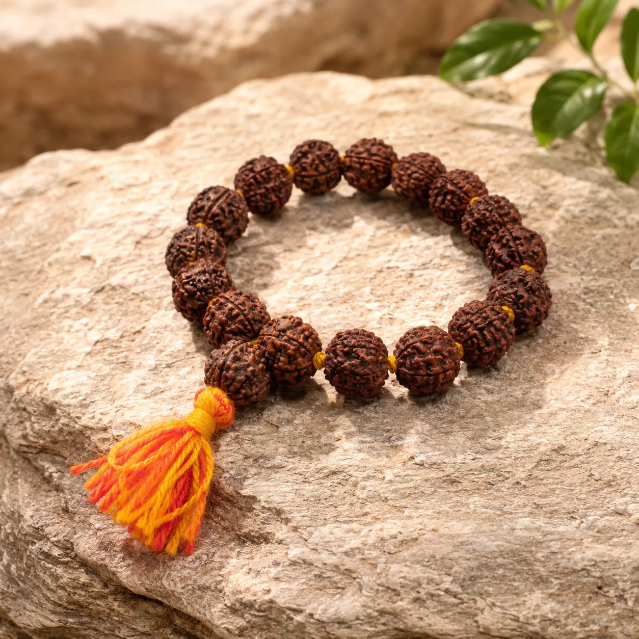 Natural Brown Rudraksha Berkho Bracelet Handmade with Authentic Rudraksha Beads Premium Spiritual Wrist Mala for Meditation Prayer Yoga and Daily Wear