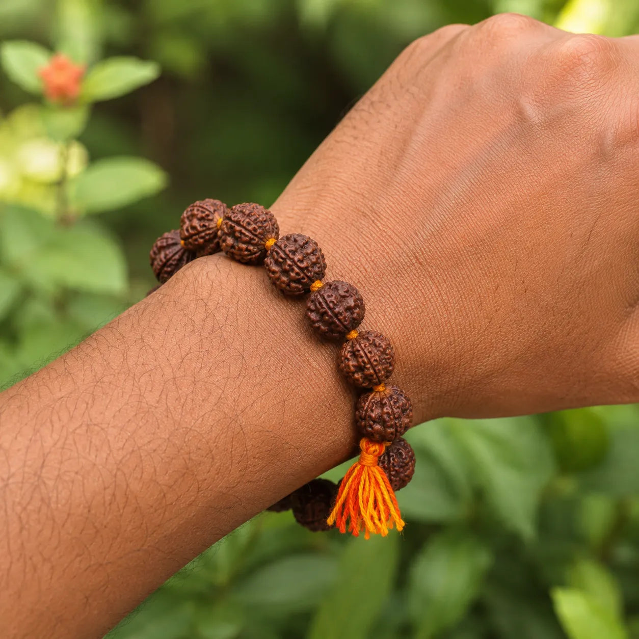Natural Brown Rudraksha Berkho Bracelet Handmade with Authentic Rudraksha Beads Premium Spiritual Wrist Mala for Meditation Prayer Yoga and Daily Wear
