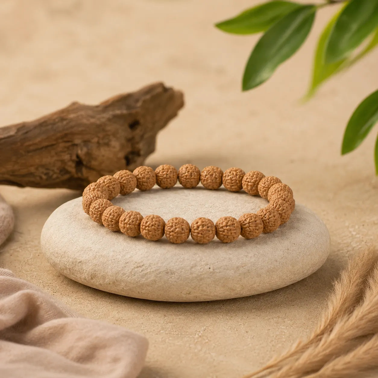 Natural 5 Mukhi Rudraksha Bracelet (Berkho) Handmade Spiritual Wrist Mala with Authentic Rudraksha Beads for Meditation and Daily Wear