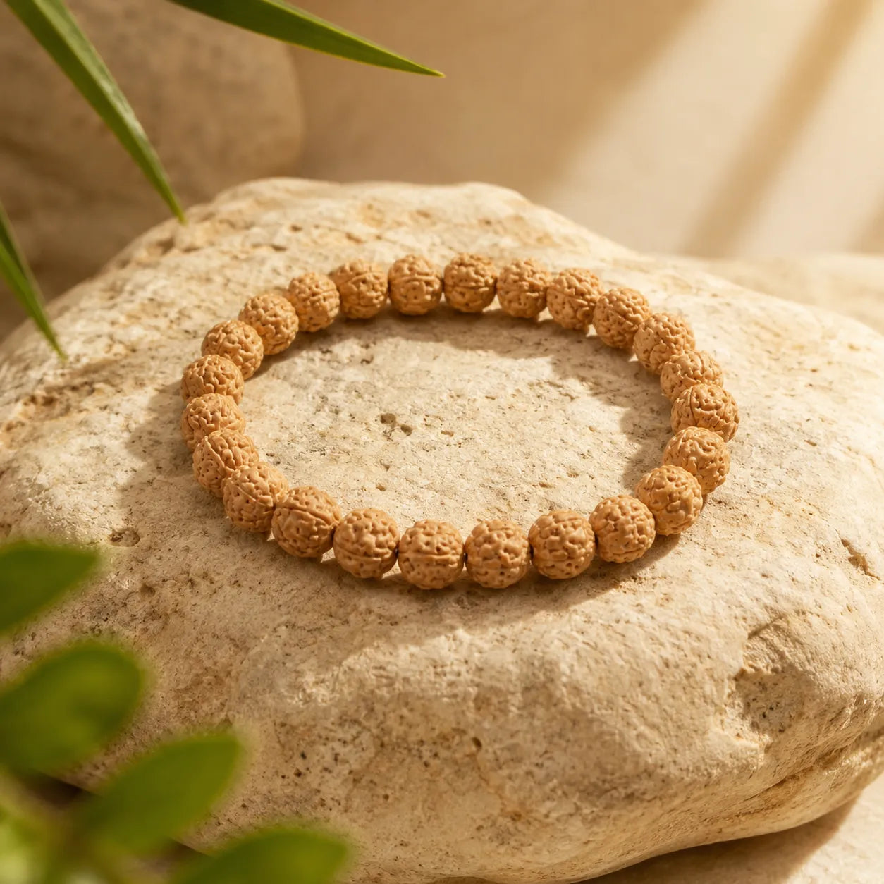 Natural 5 Mukhi Rudraksha Bracelet (Berkho) Handmade Spiritual Wrist Mala with Authentic Rudraksha Beads for Meditation and Daily Wear