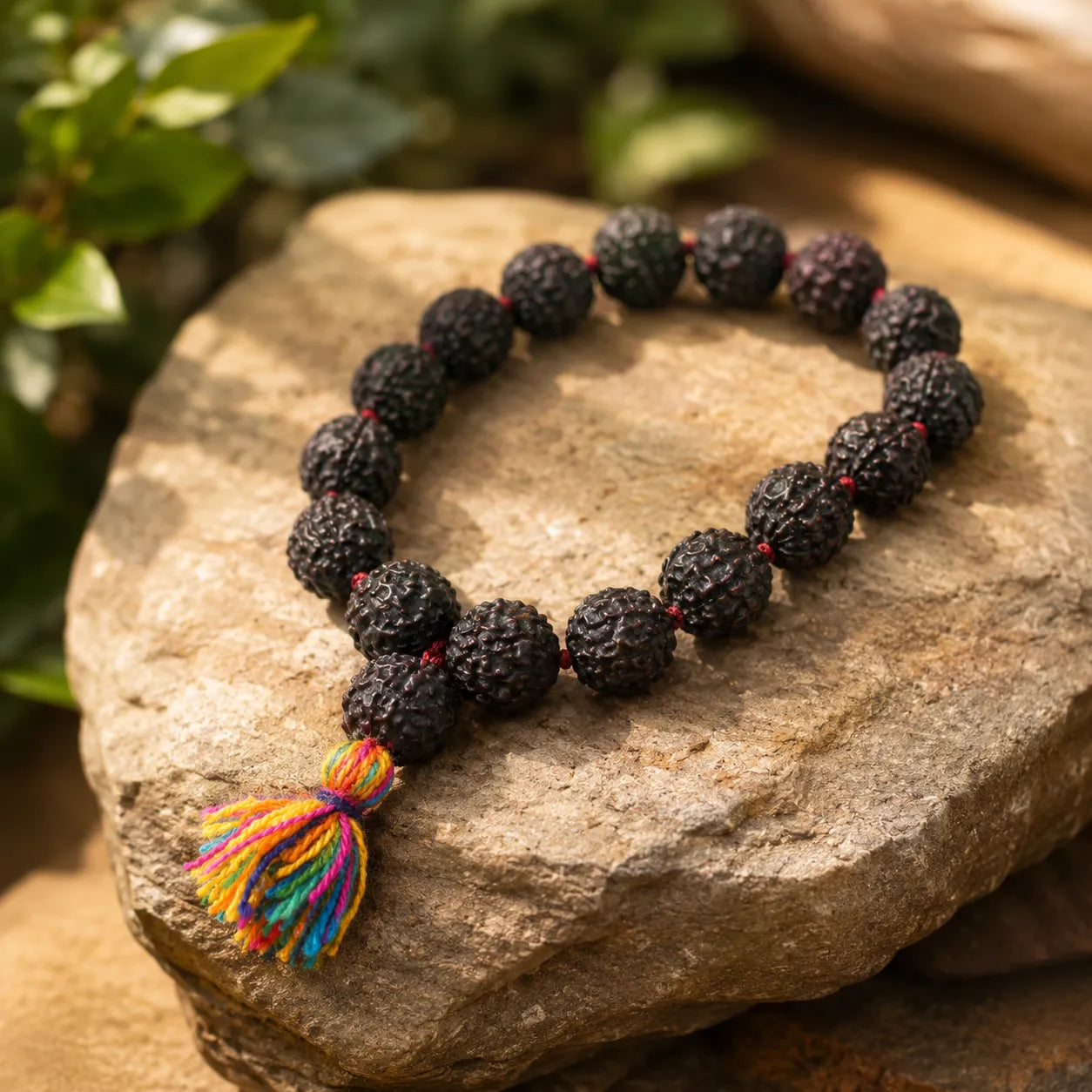 Natural Black Rudraksha Berkho Bracelet with Authentic Black Rudraksha Beads Handmade Spiritual Wrist Mala for Meditation Prayer and Daily Wear