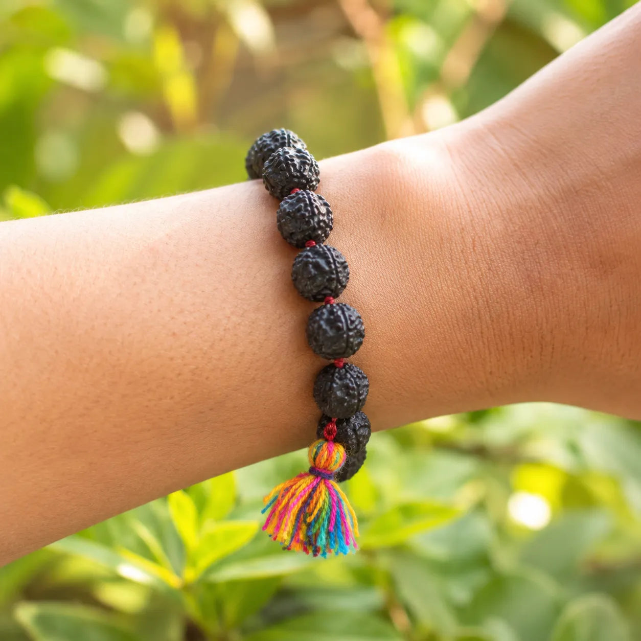 Natural Black Rudraksha Berkho Bracelet with Authentic Black Rudraksha Beads Handmade Spiritual Wrist Mala for Meditation Prayer and Daily Wear