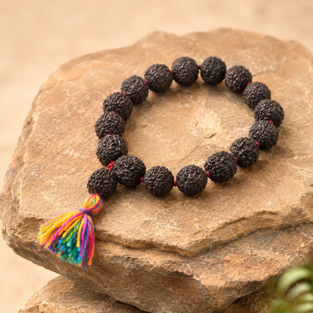 Natural Black Rudraksha Berkho Bracelet with Authentic Black Rudraksha Beads Handmade Spiritual Wrist Mala for Meditation Prayer and Daily Wear
